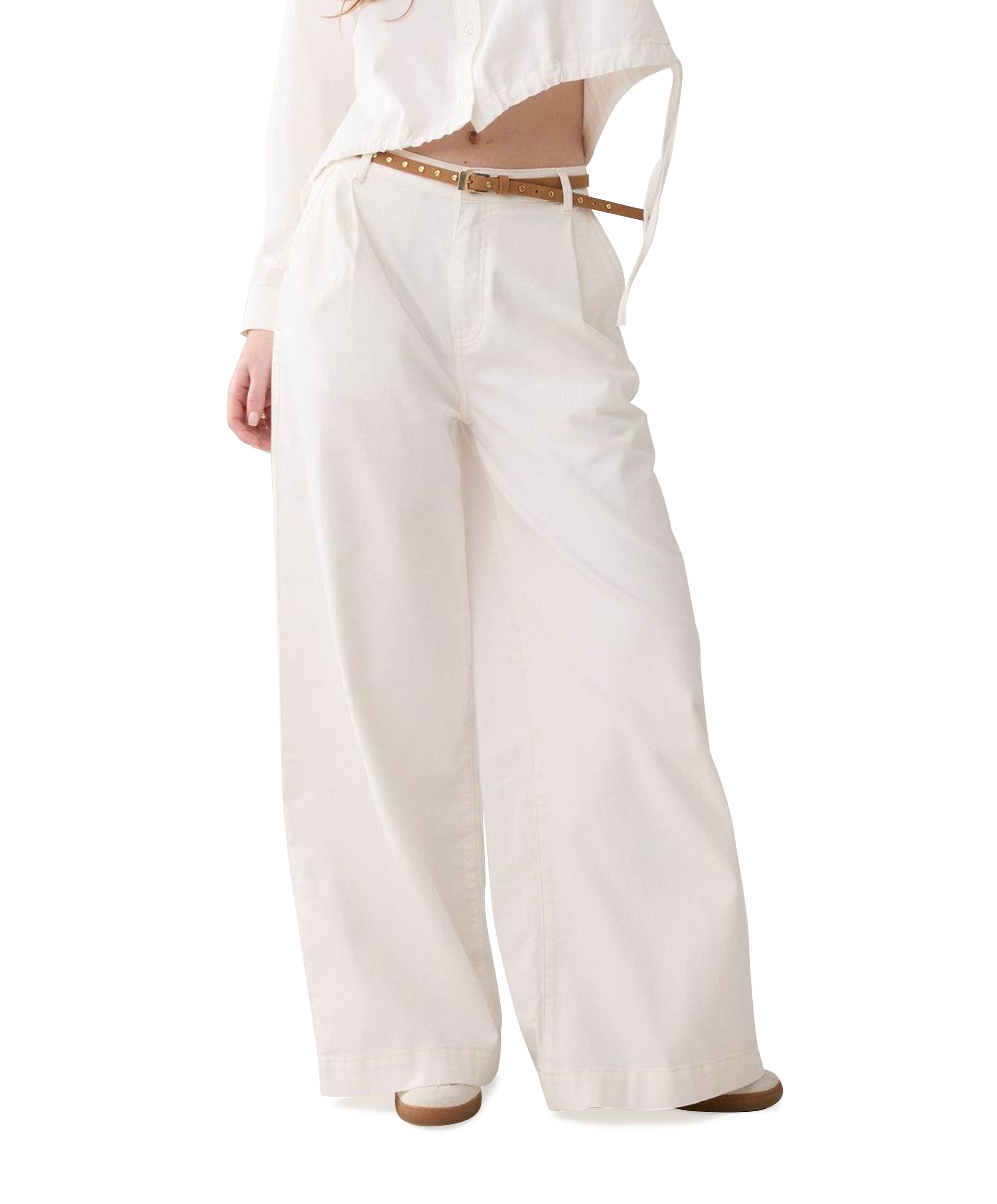 Light weight white denim dames jeans wit