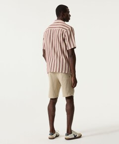 Heren overhemd korte mouw beige