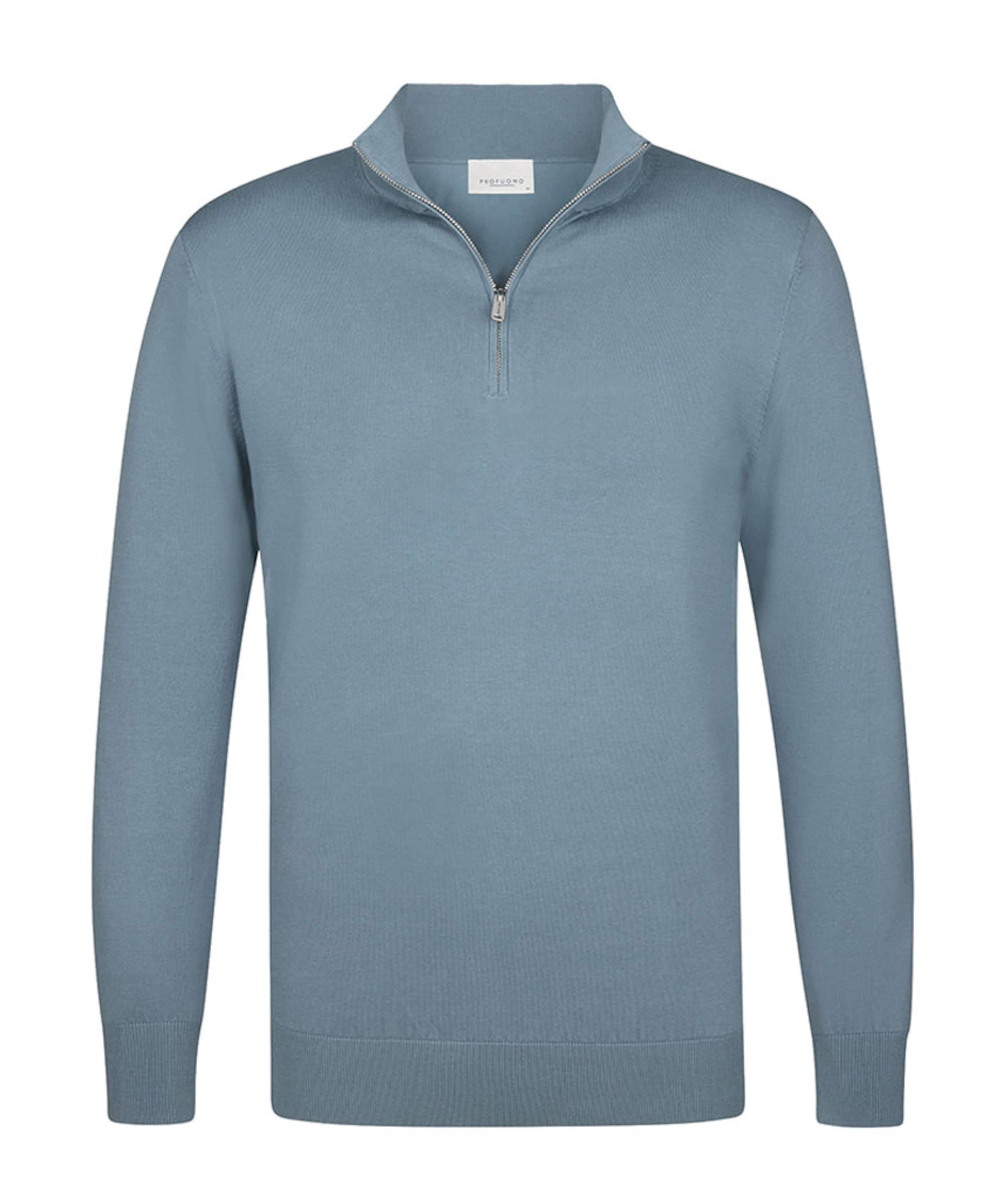 Heren trui met rits blauw