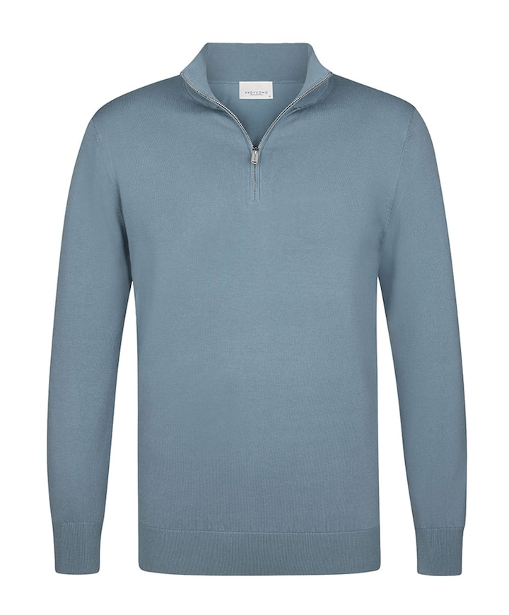 Heren trui met rits blauw