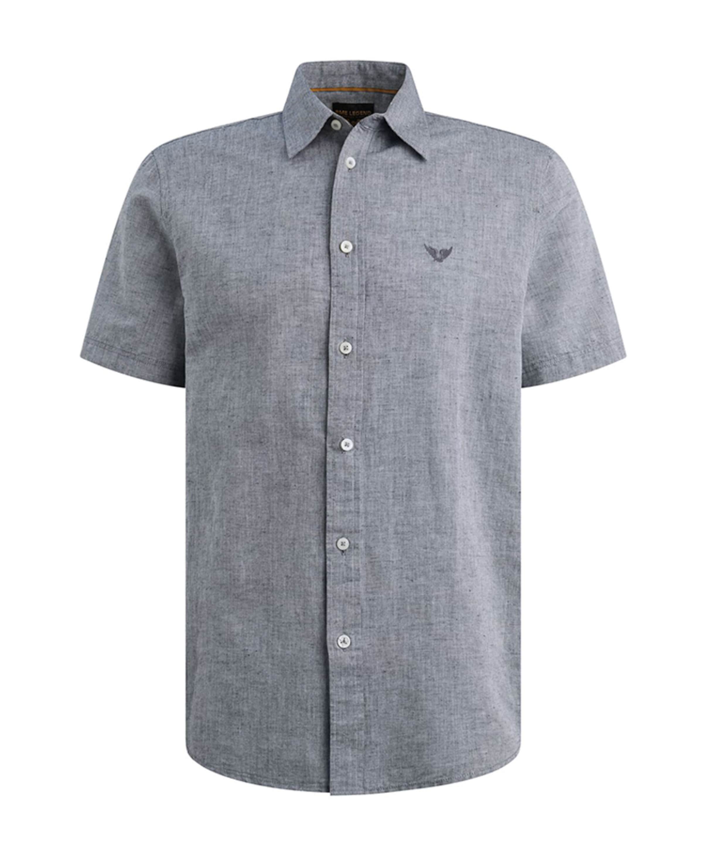 Heren overhemd korte mouw blauw