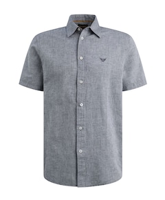 Heren overhemd korte mouw blauw