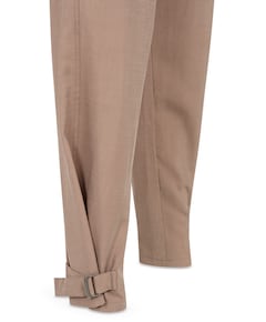 Broek met bandjes bij de zoom dames broek bruin