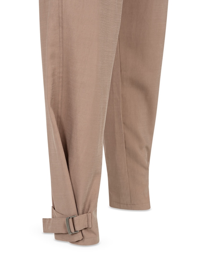 Broek met bandjes bij de zoom dames broek bruin