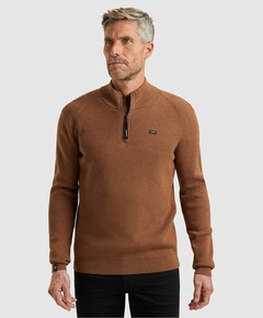 Heren trui met rits bruin