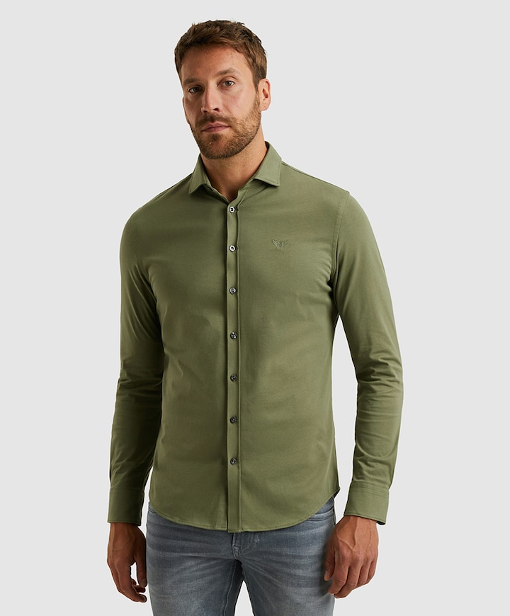 Heren overhemd lange mouw groen