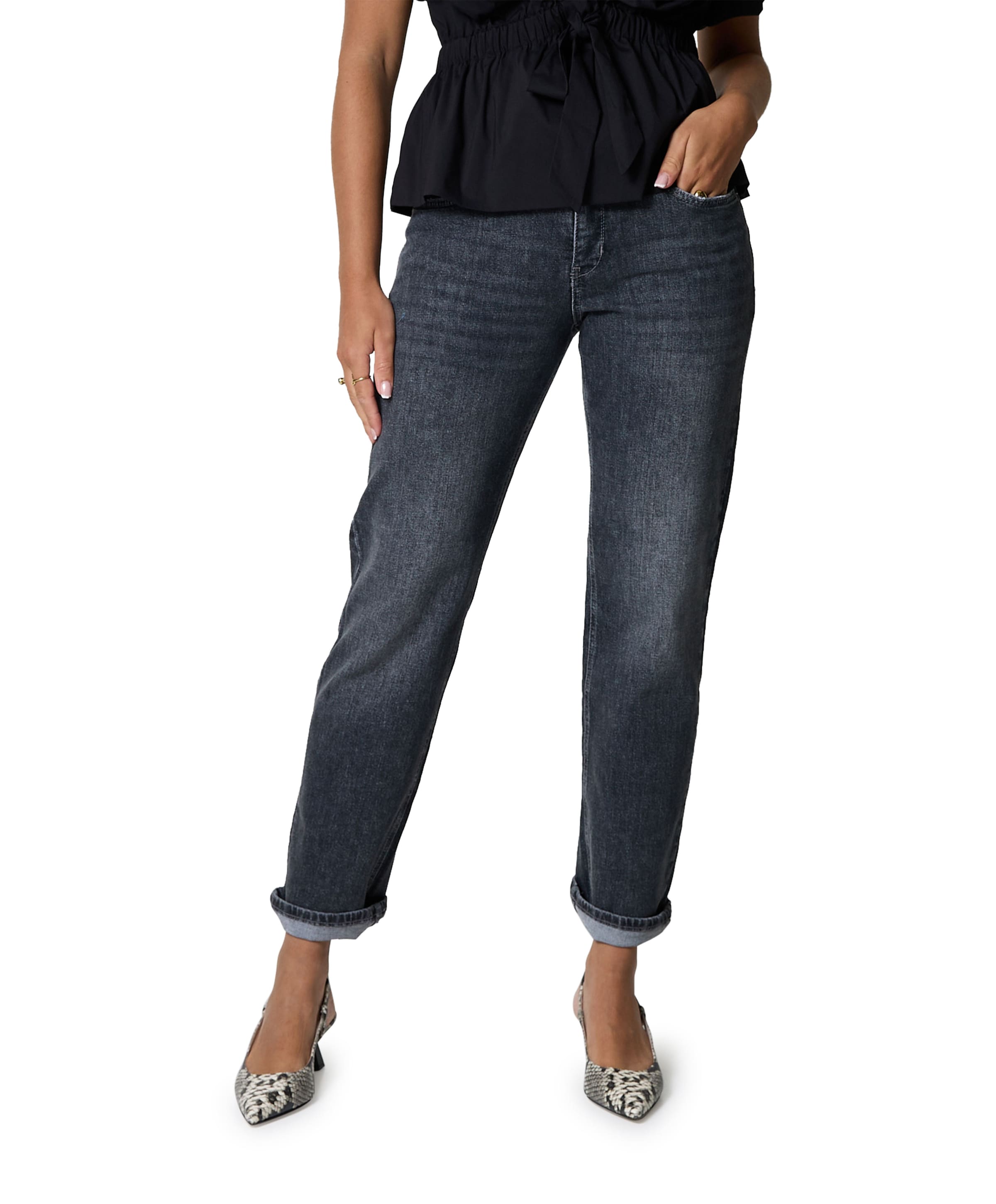 STRAIGHT dames jeans grijs