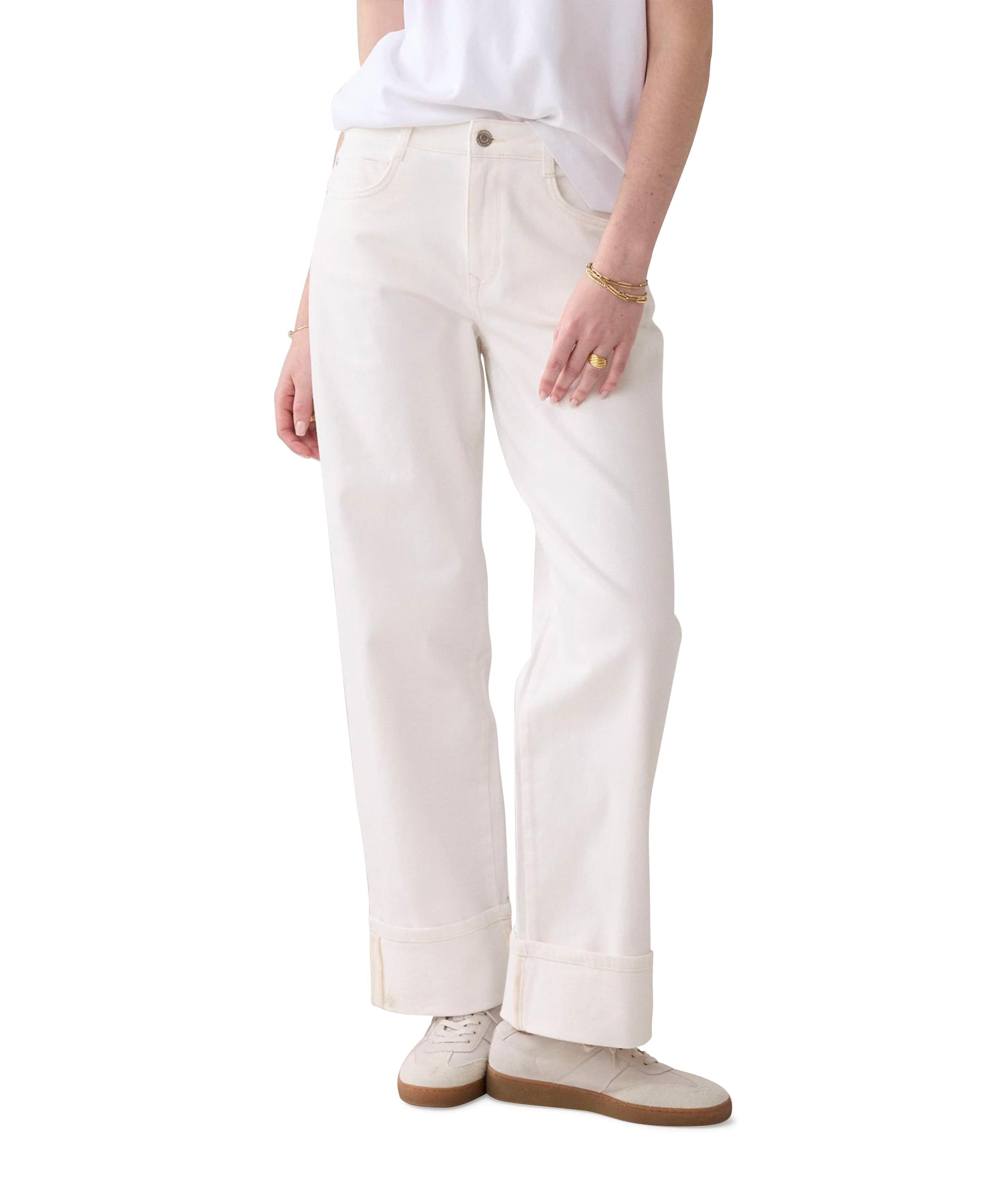 Jeans loose fit Comfi cotton twill dames jeans wit