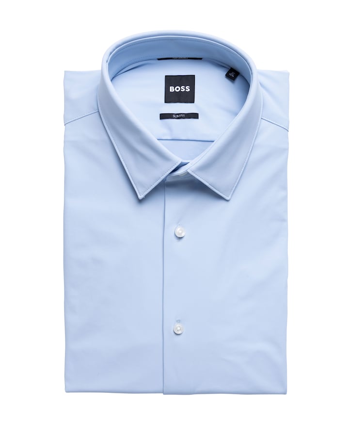 Heren overhemd lange mouw blauw