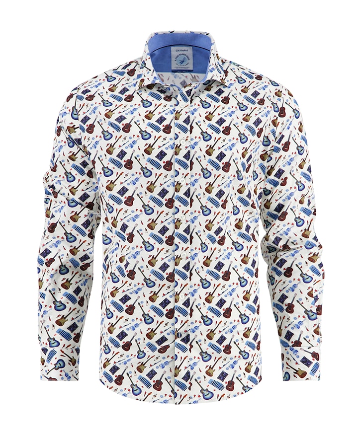 Heren overhemd lange mouw ecru