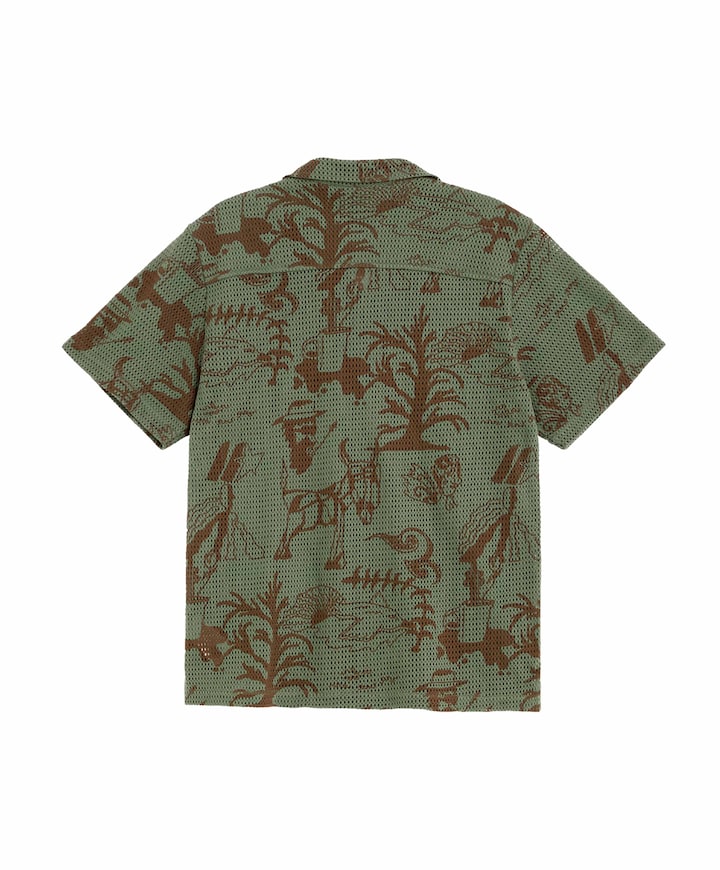 Heren overhemd korte mouw groen