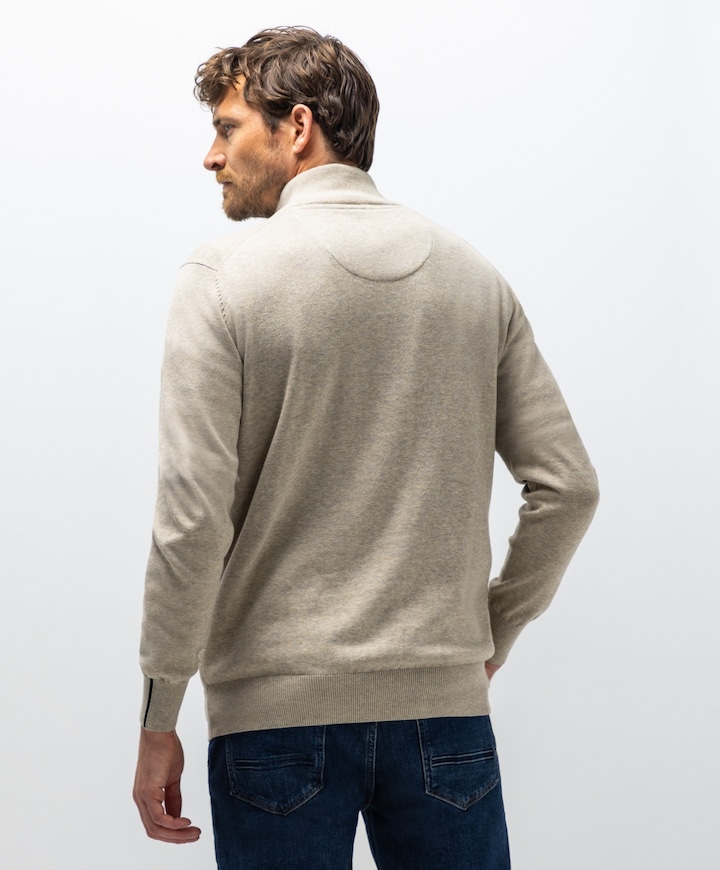 Heren trui met rits beige