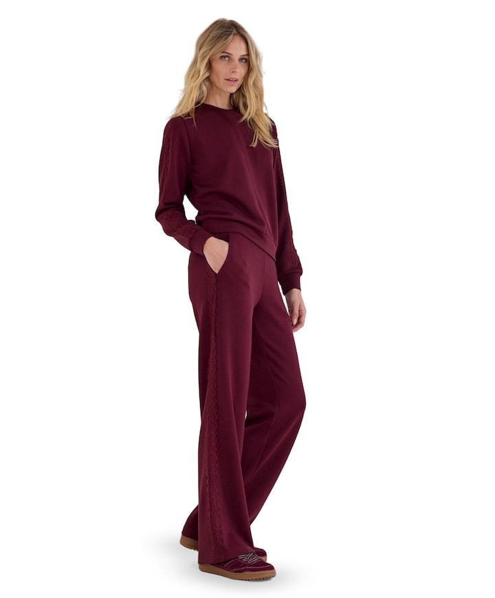 Technical Sweat Trousers Lace dames broek bordeaux