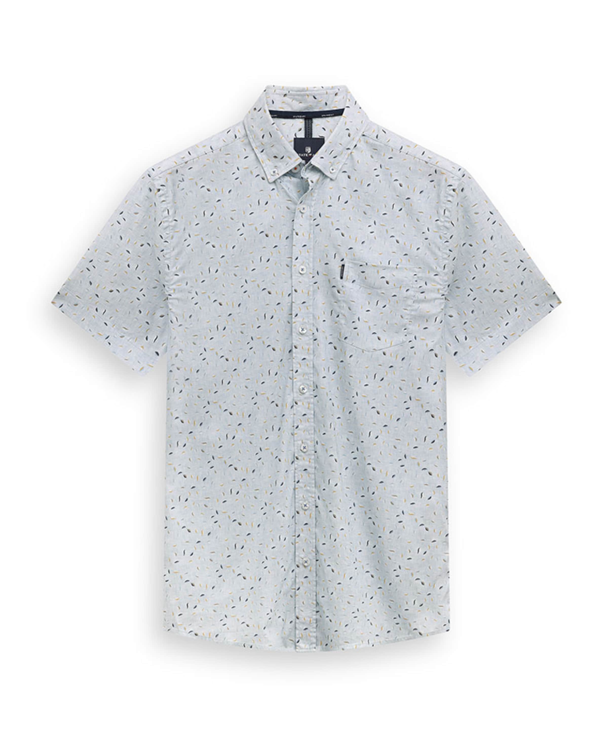 Heren overhemd korte mouw blauw