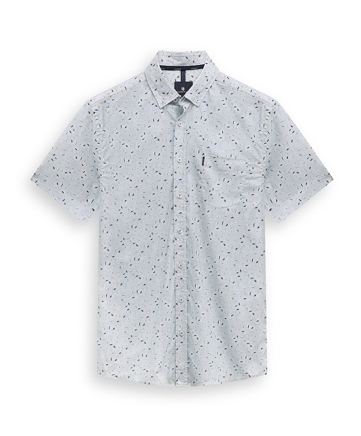 Heren overhemd korte mouw blauw