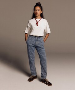 tapered bull denim broek  blauw