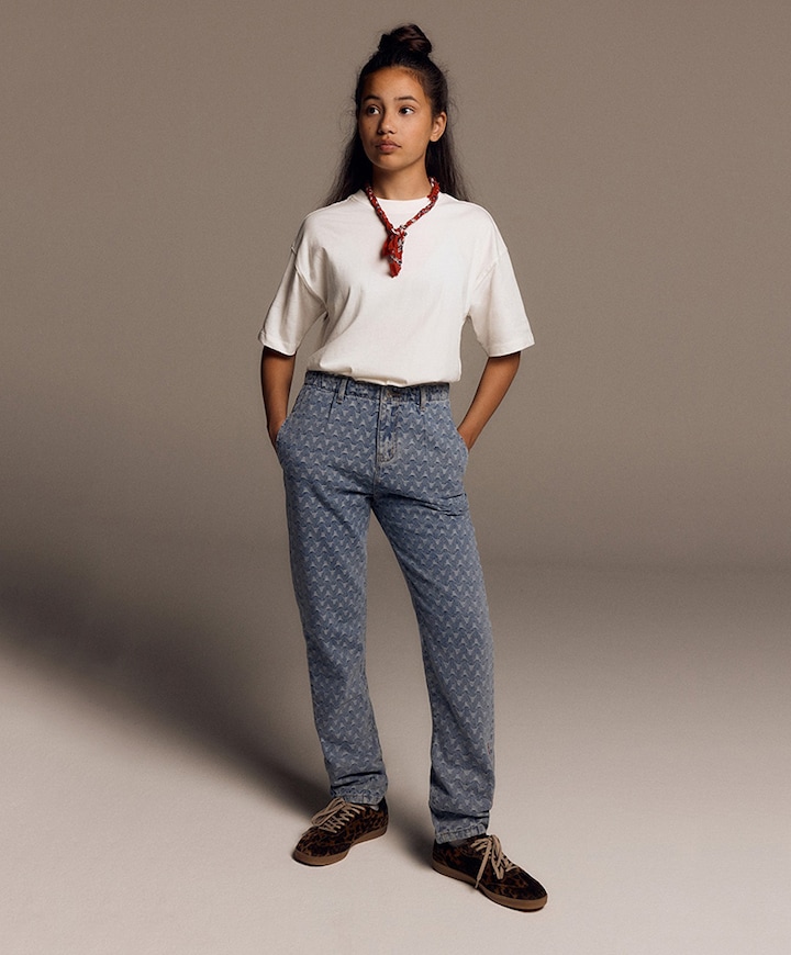 tapered bull denim broek  blauw