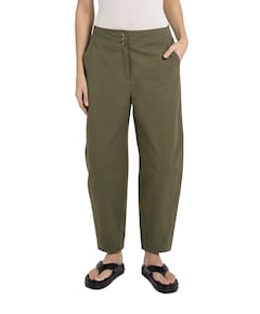 High waist barrel leg dames broek groen