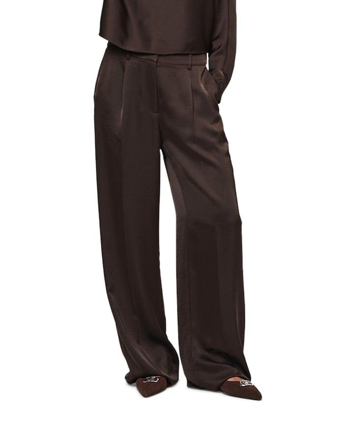 Jules satin dames broek bruin