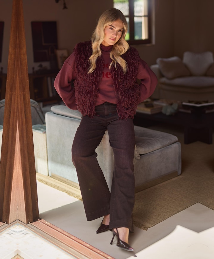 Abby dames jeans bordeaux