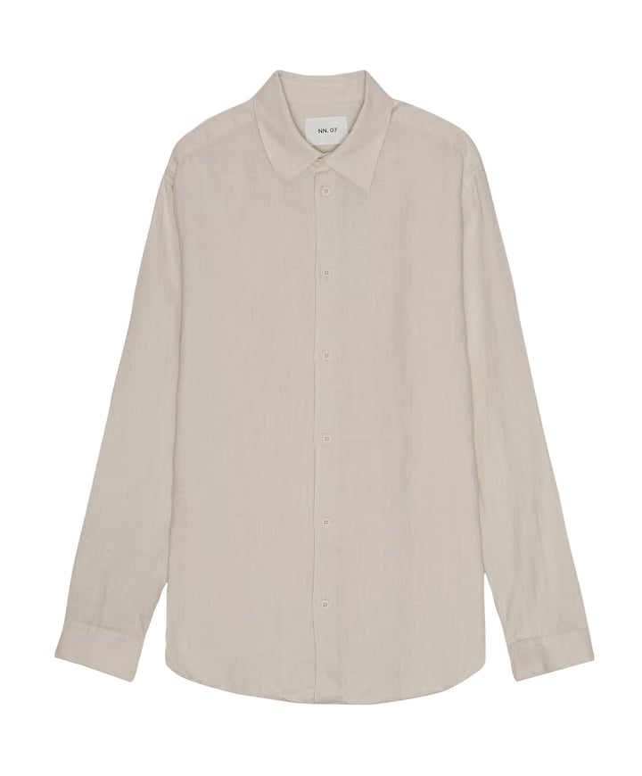 Heren overhemd lange mouw beige