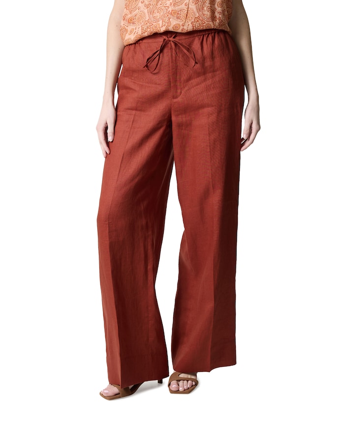 Woven dames broek brique