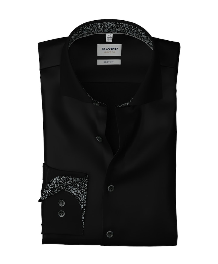 Heren overhemd lange mouw zwart