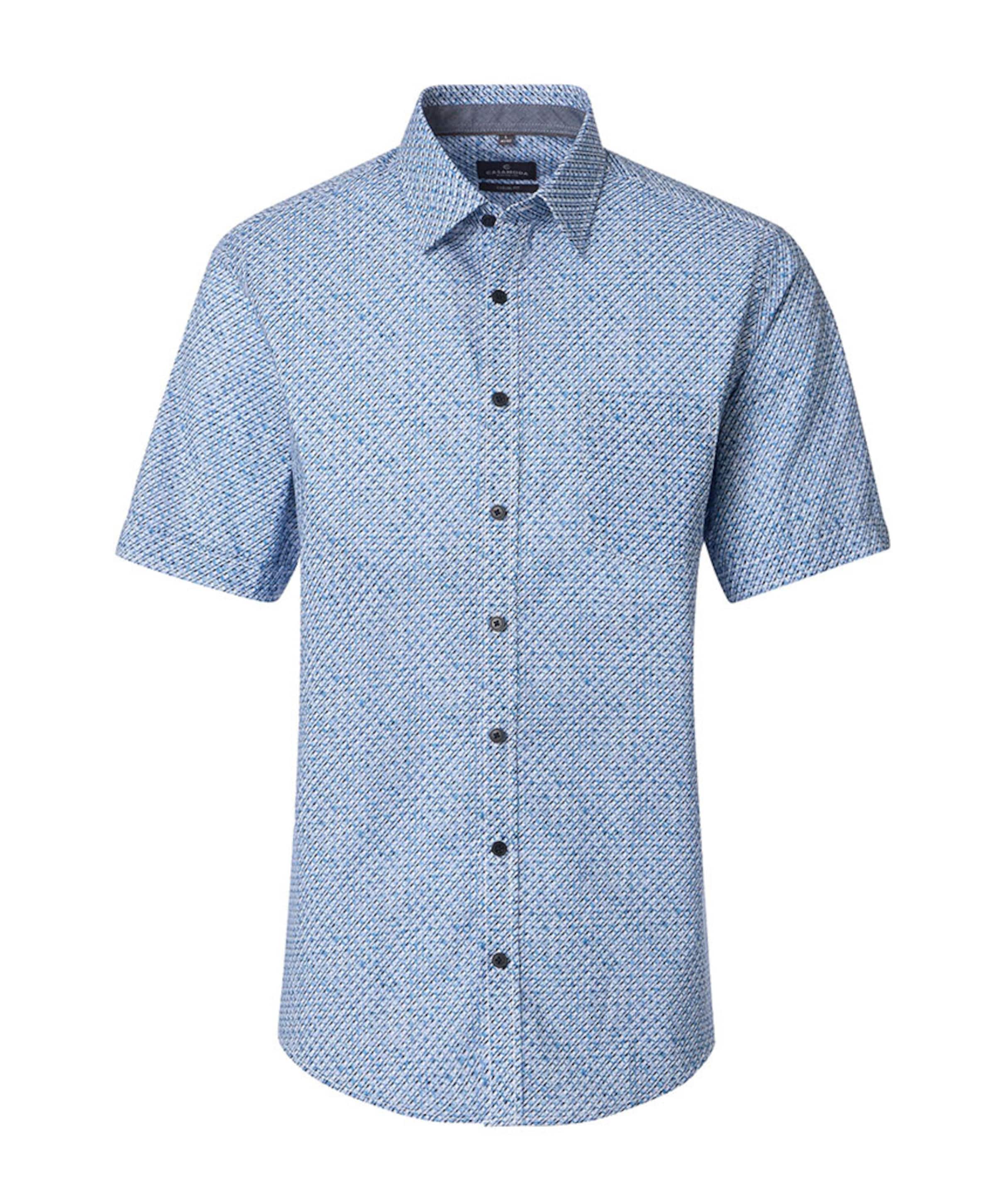 Heren overhemd korte mouw blauw