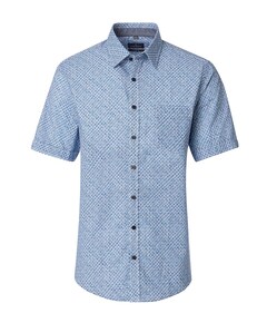 Heren overhemd korte mouw blauw