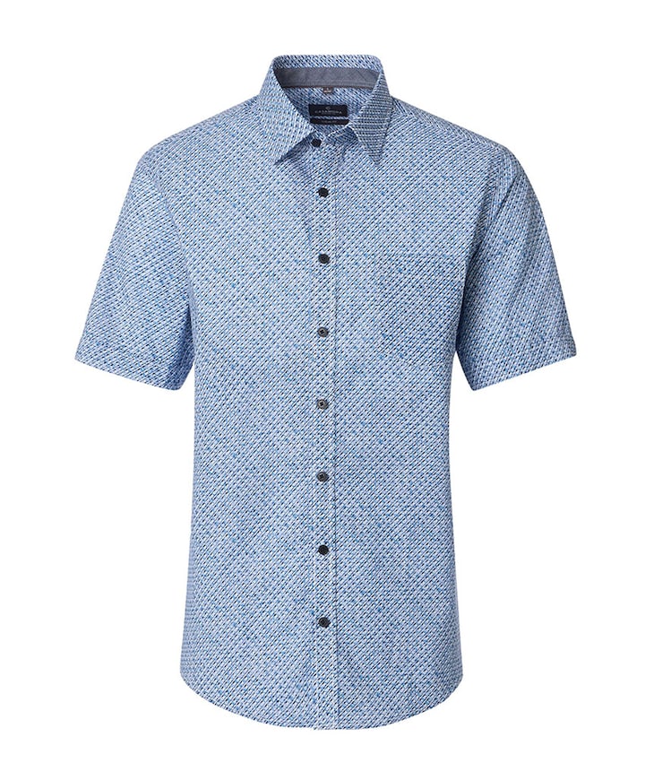 Heren overhemd korte mouw blauw