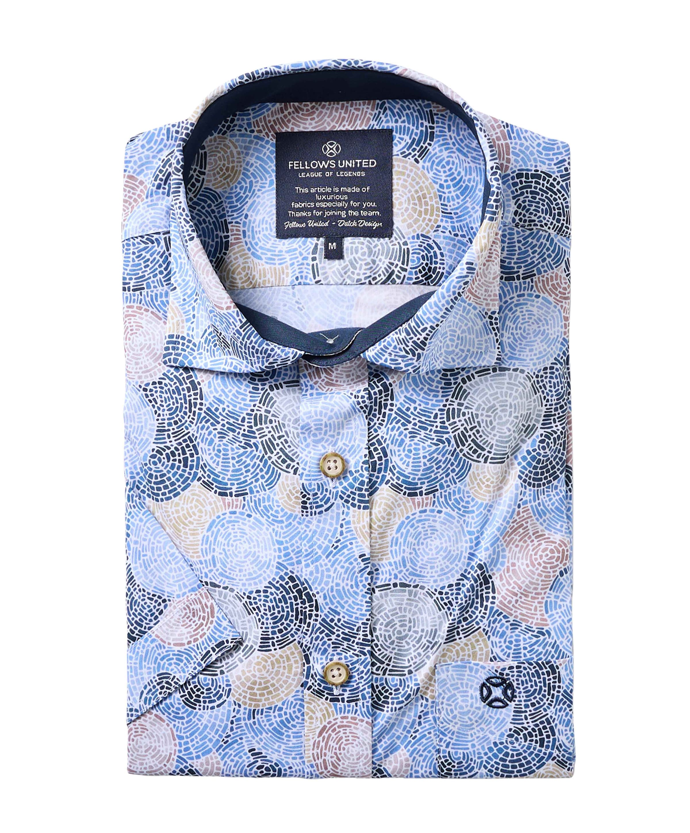 Heren overhemd korte mouw blauw