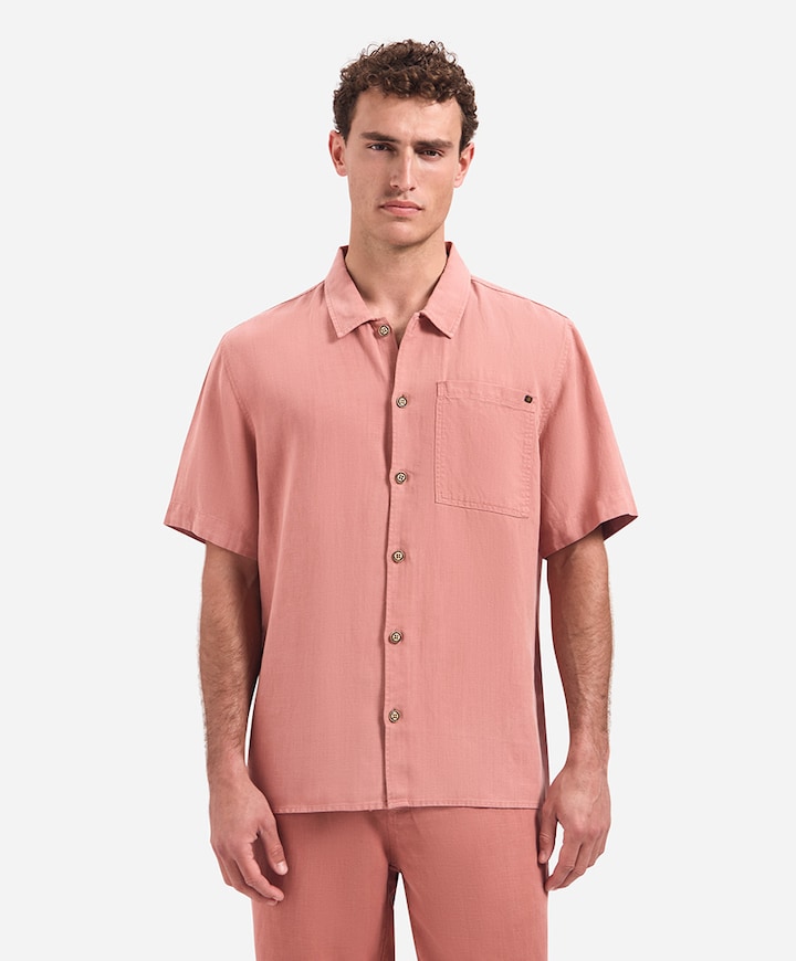 Heren overhemd korte mouw roze