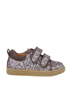 Sparkling glitter sneaker with suede trim  sneakers paars