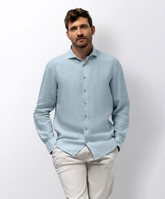 Heren overhemd lange mouw blauw