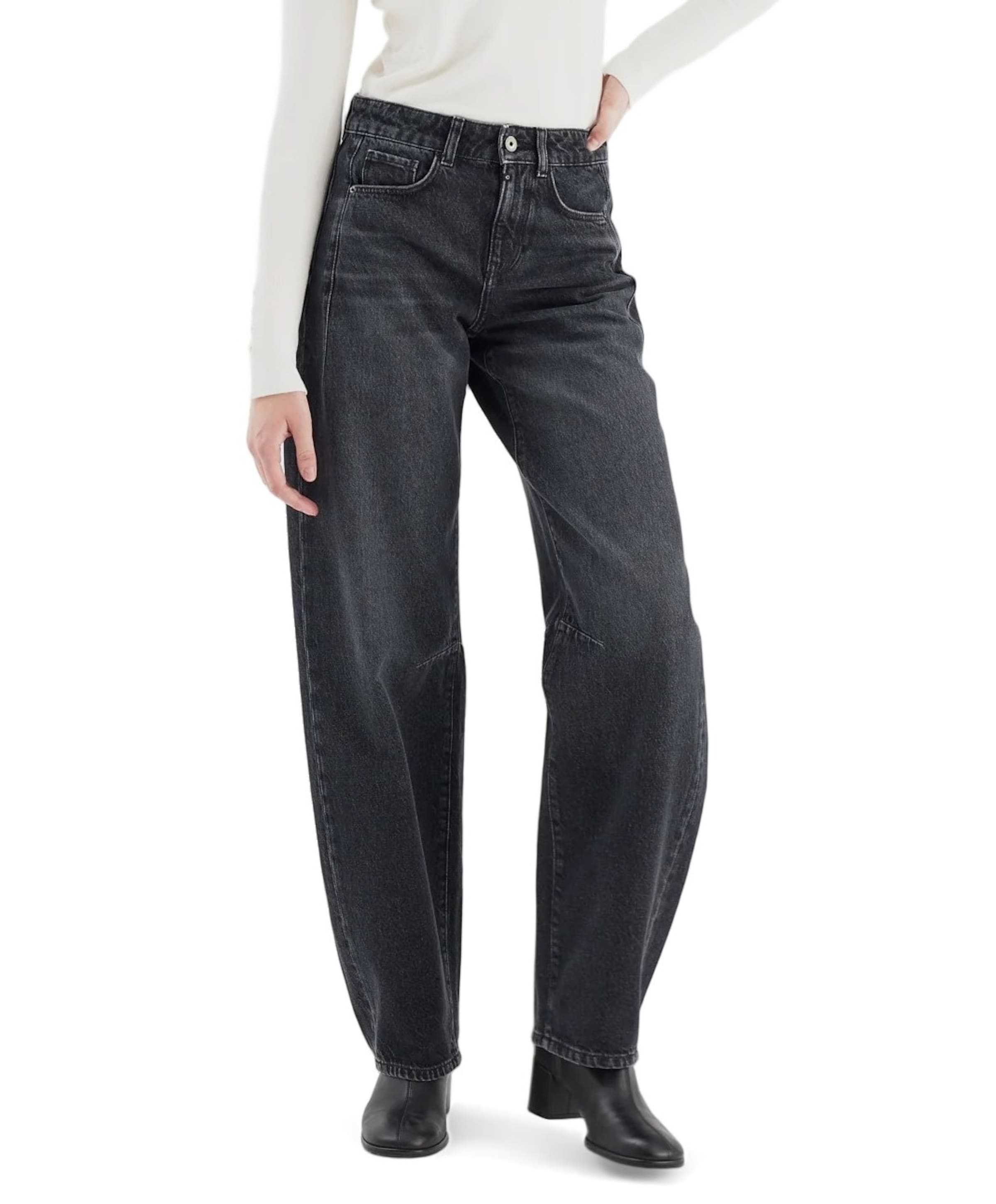 mid waist balloon jeans dames jeans zwart