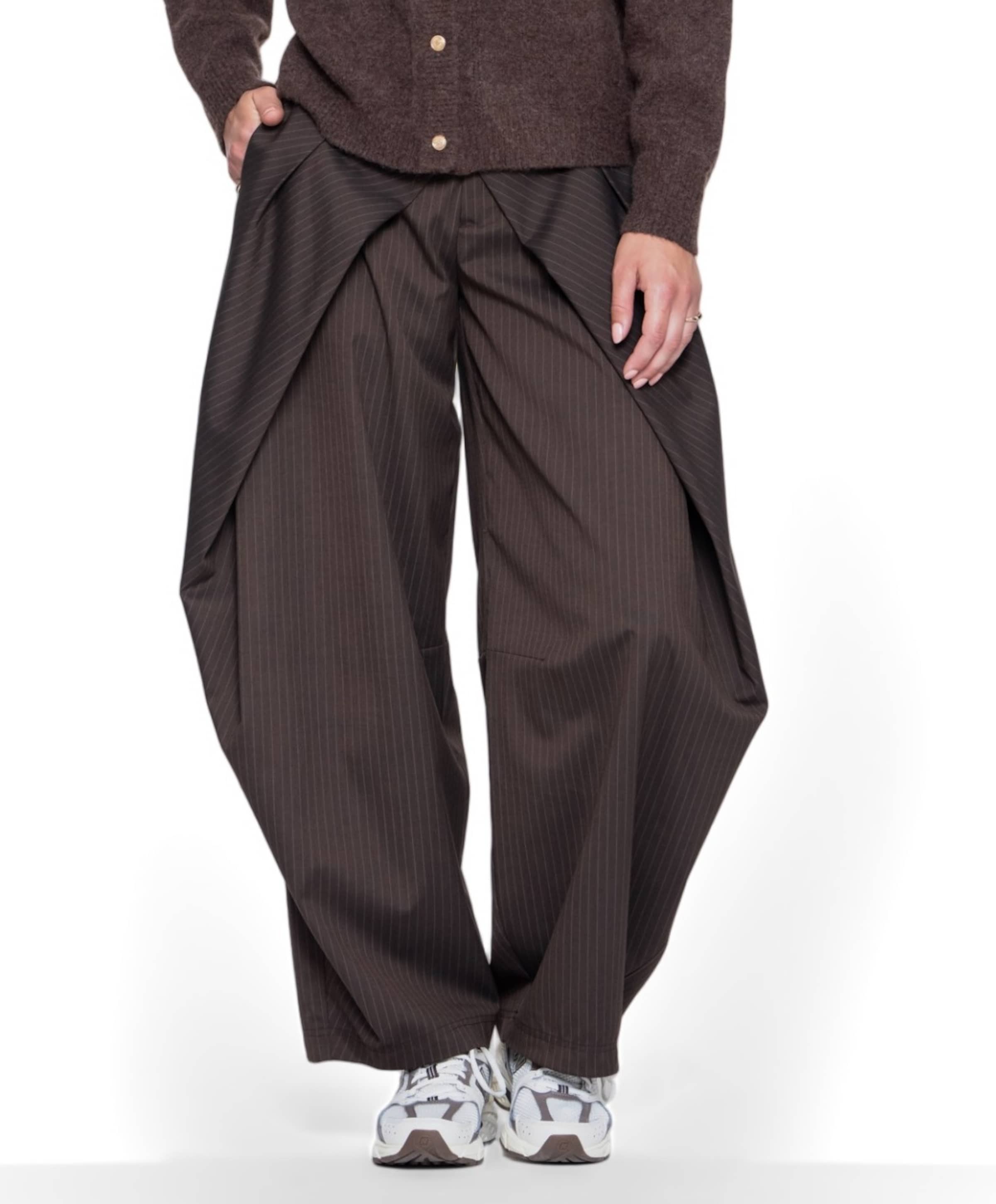 Pants baggy pinstripe dames broek bruin