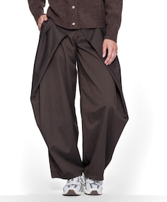 Pants baggy pinstripe dames broek bruin