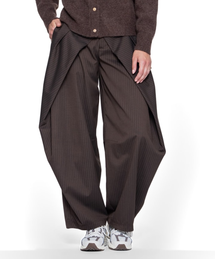 Pants baggy pinstripe dames broek bruin