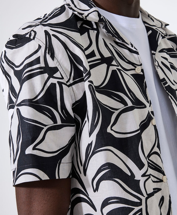 Heren overhemd korte mouw blauw