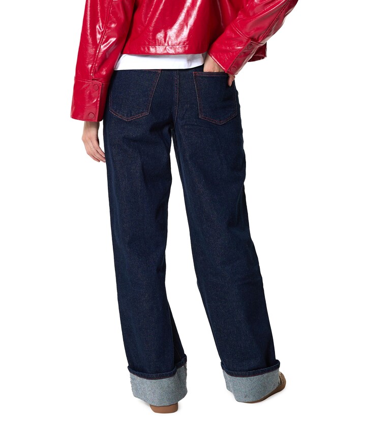 ONLCARNABY HW WIDE FOLDUP RED jeans blauw