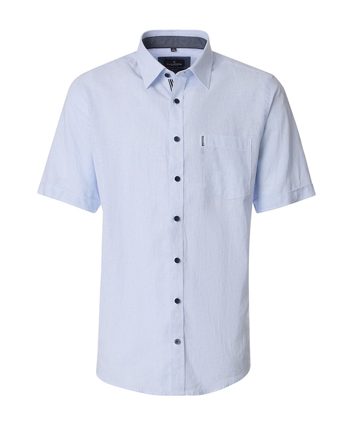 Heren overhemd korte mouw blauw