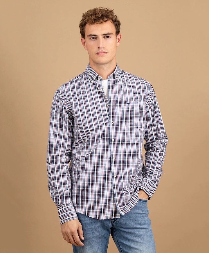 Overhemd lange mouw bordeaux