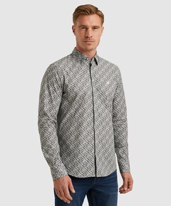 Heren overhemd lange mouw grijs