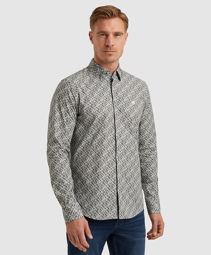 Heren overhemd lange mouw grijs