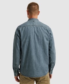 Heren overhemd lange mouw blauw