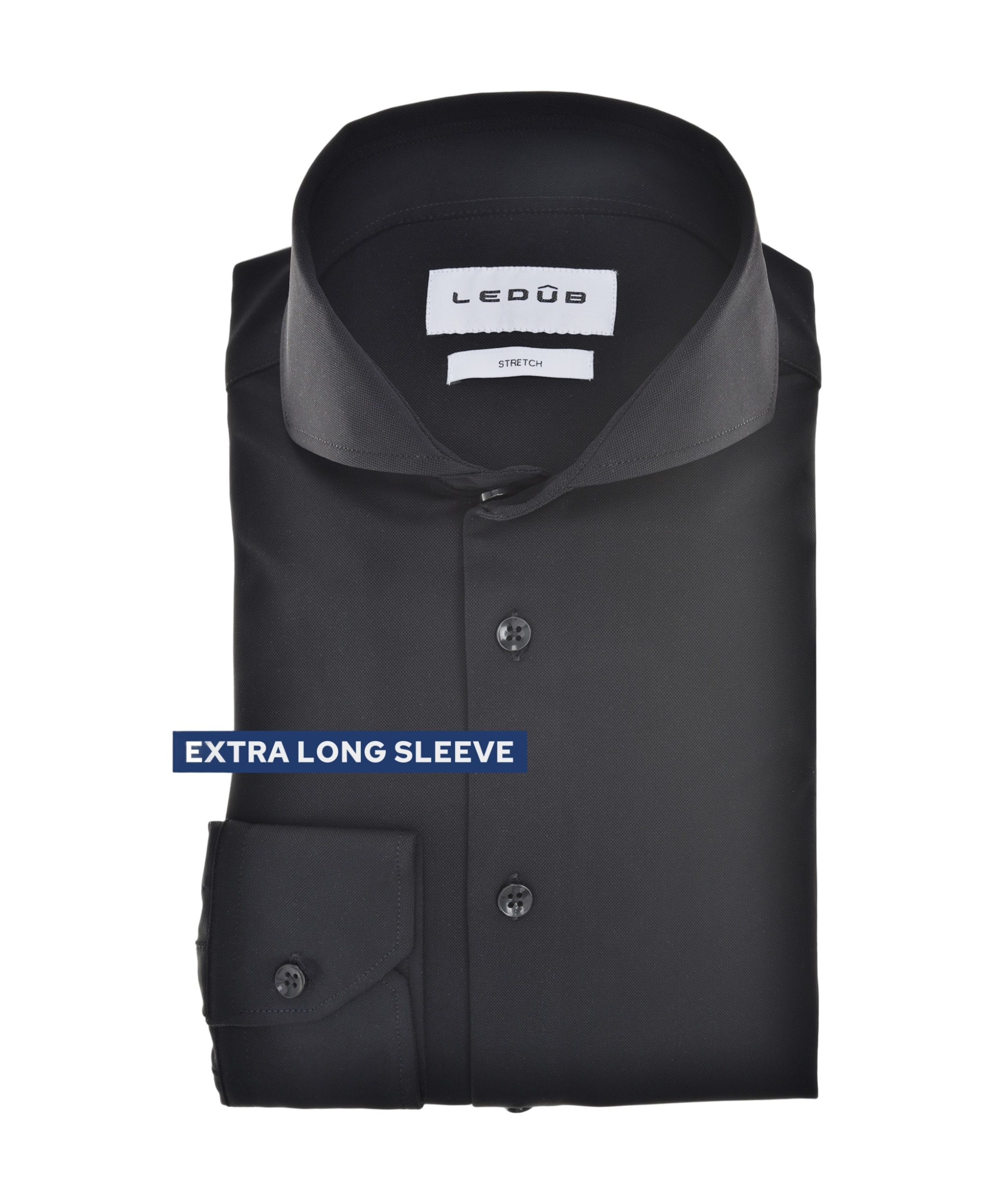 Heren overhemd extra lange mouw zwart
