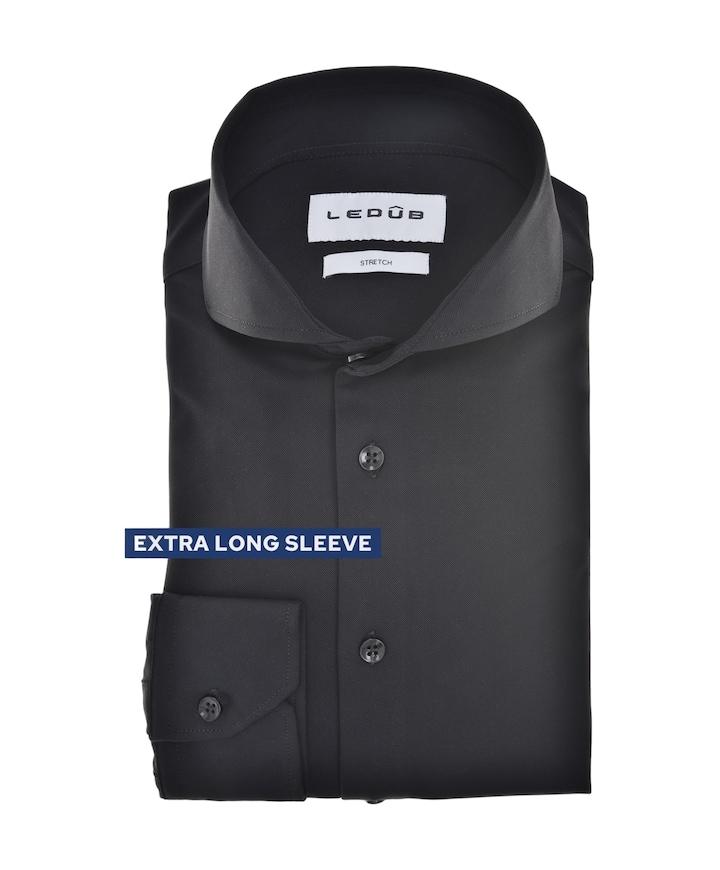 Heren overhemd extra lange mouw zwart