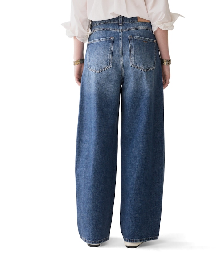 Loose fit Mid weight cotton dames jeans blauw
