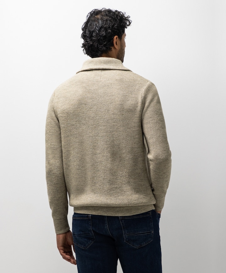 Heren trui met rits beige