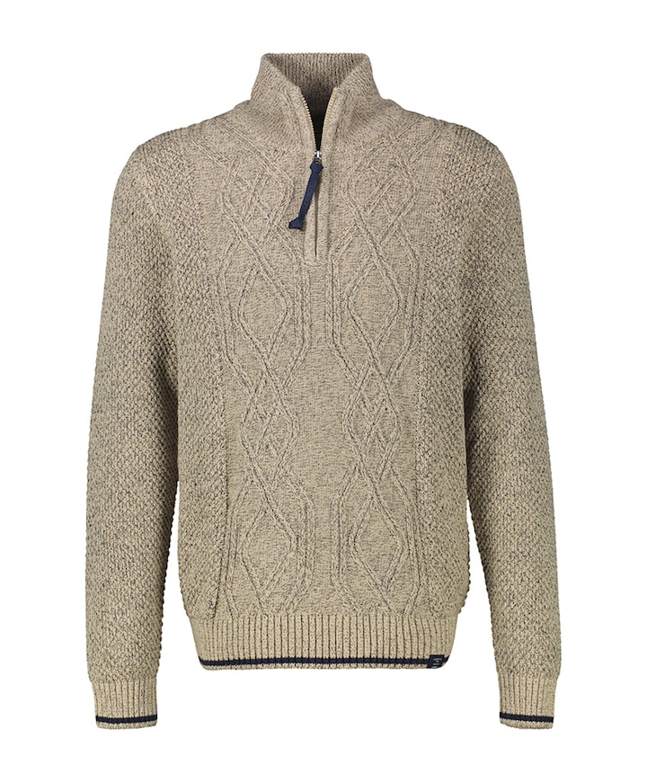 Heren trui met rits beige